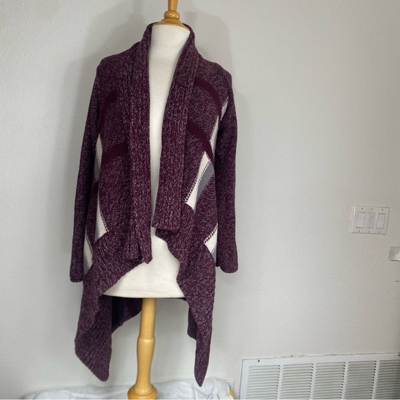 Calvin Klein Plum Gray Thick Cotton Mix Knit Open Long Cardigan Size Medium - Picture 1 of 15